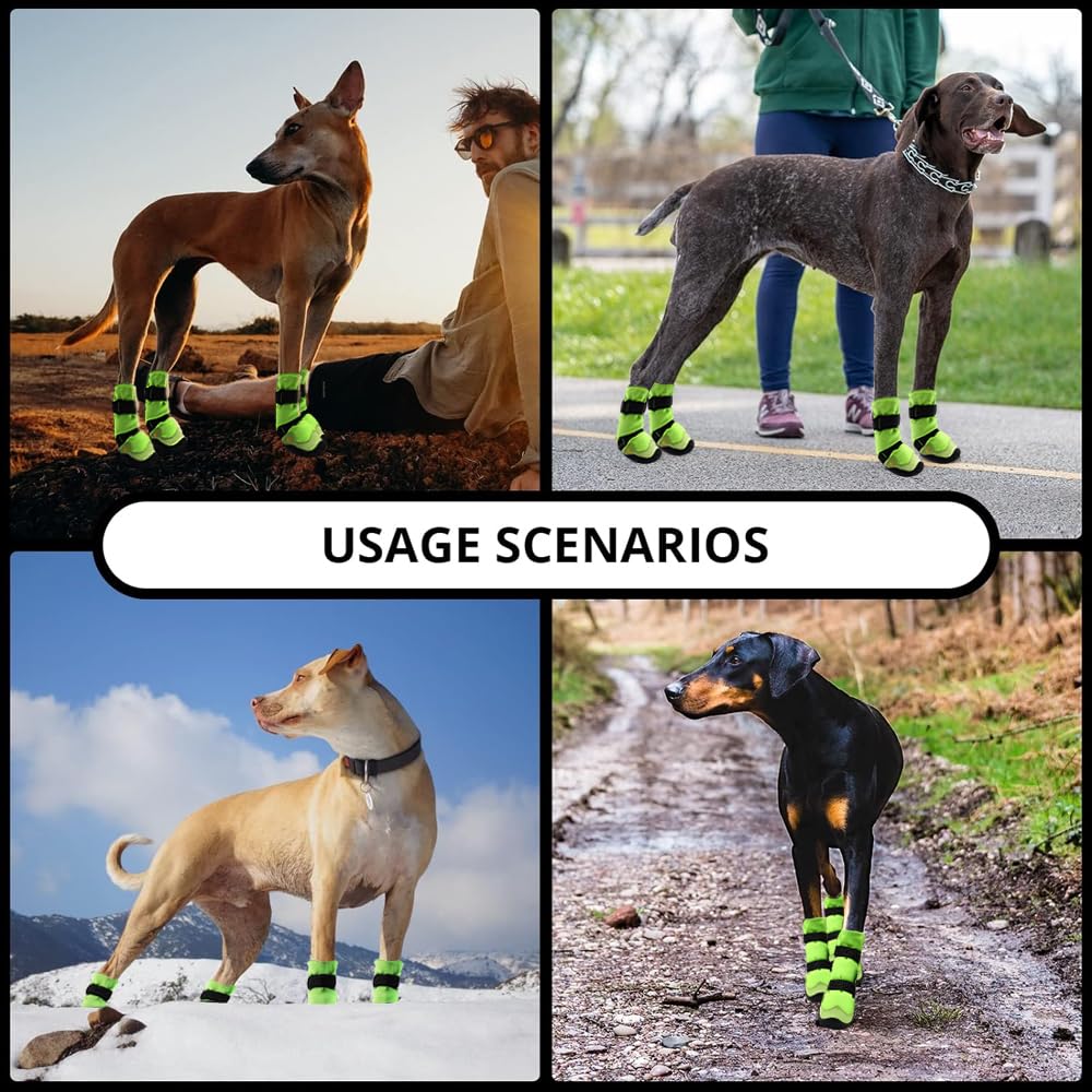 Dog Shoes For Hot Pavement Anti-Slip Dog Boots & Paw Protectors For Winter Snowy Day Summer Dog Snow Boots Waterproof Dog Shoes